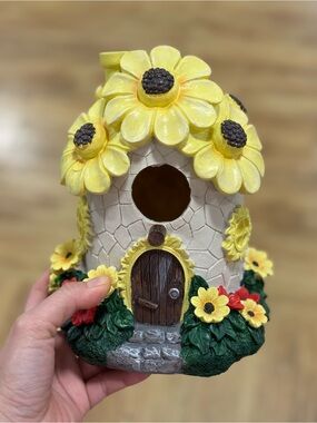 Yellow Flower Cottage Birdhouse